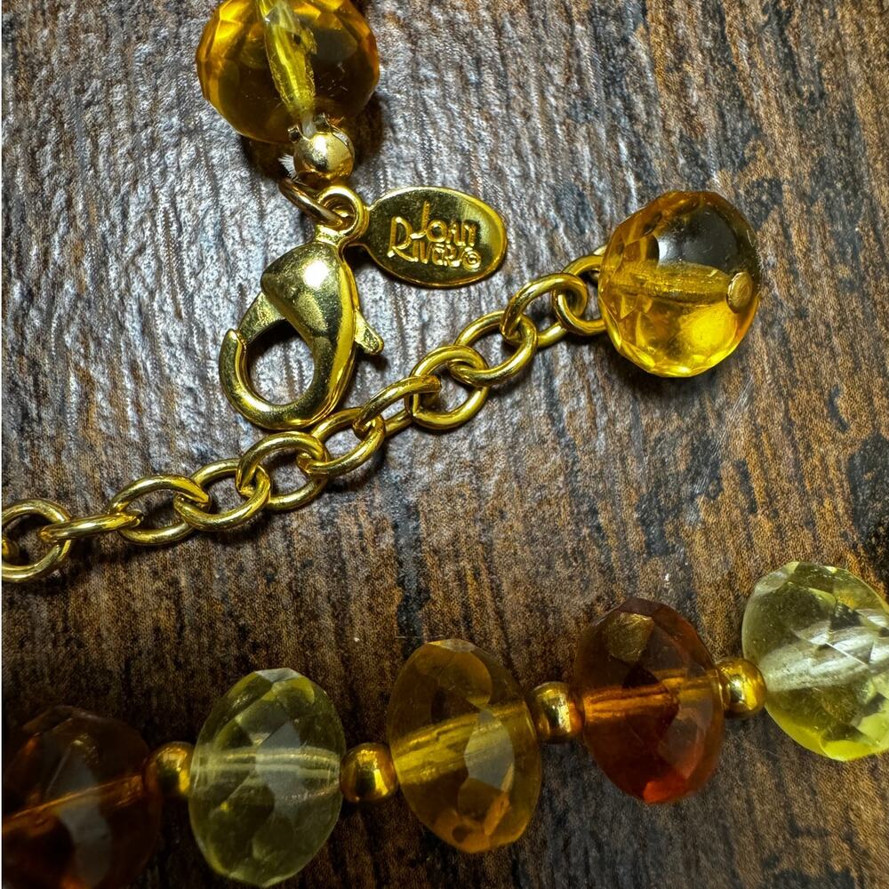 JOAN RIVERS Cloisonné Heart Necklace, Lemon & Orange Glass Beads, Gold Tone - Picture 4 of 4